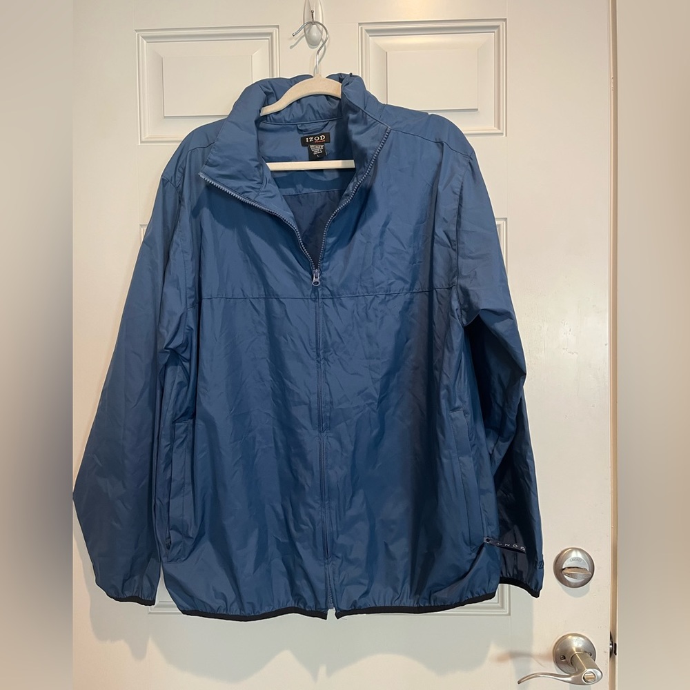 Izod men’s windbreaker jacket, large, lightweight blue